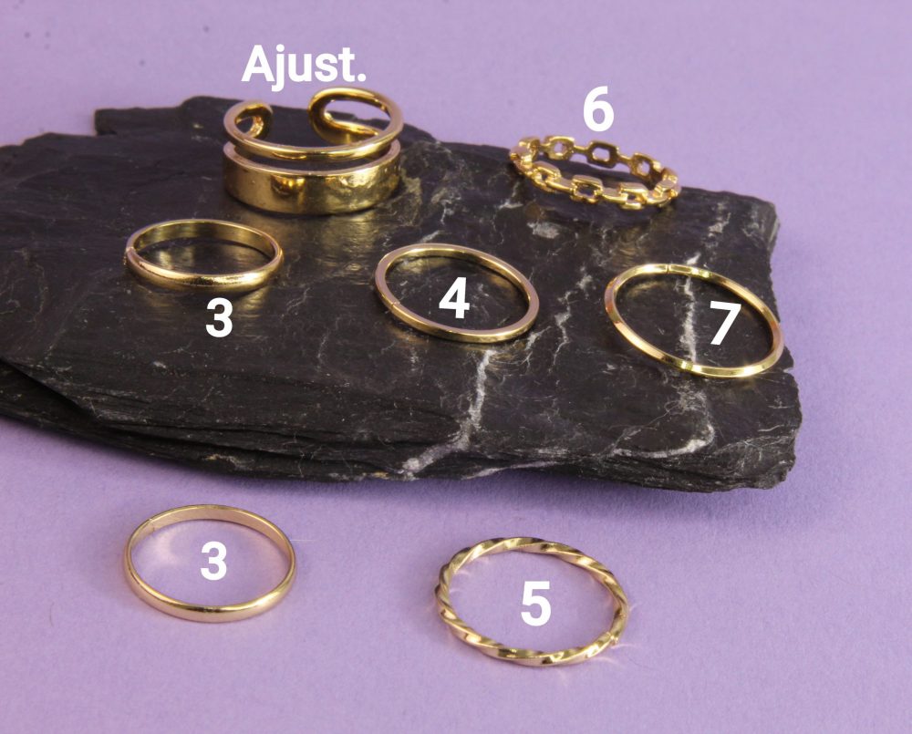 Set X 7 Anillos Carlota Dorados 2095: Ref