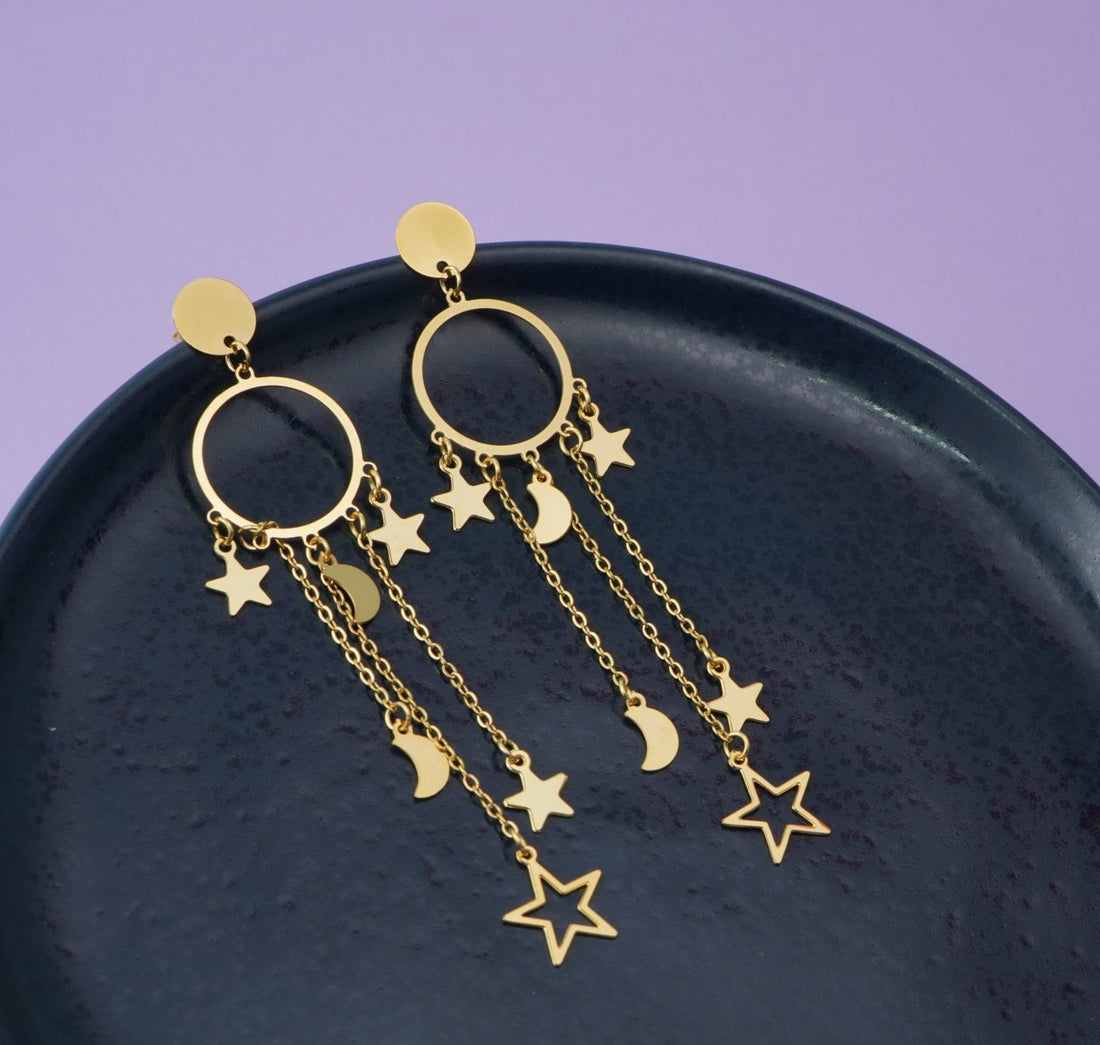 Aretes Círculo Lunas Y Estrellas 2837: Ref