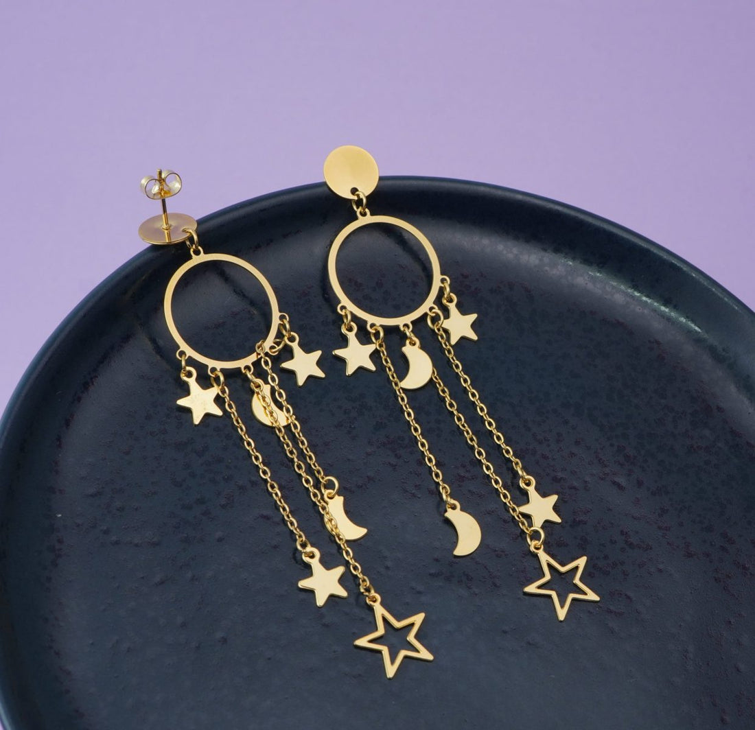 Aretes Círculo Lunas Y Estrellas 2837: Ref