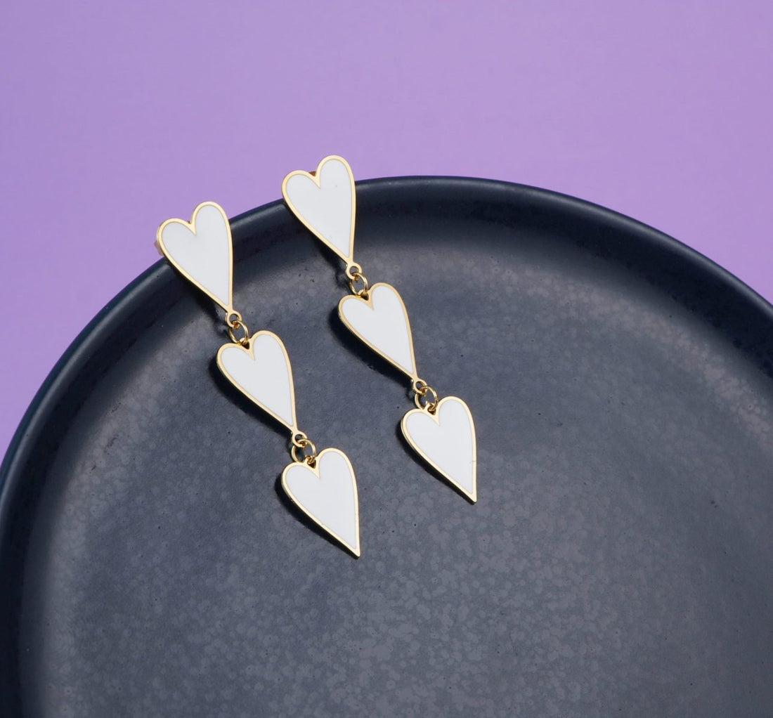 Aretes Corazones Blancos Ref: B061