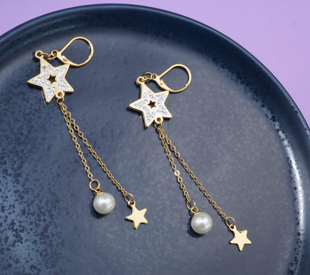 Aretes Estrellas Perlas B2201 :Ref