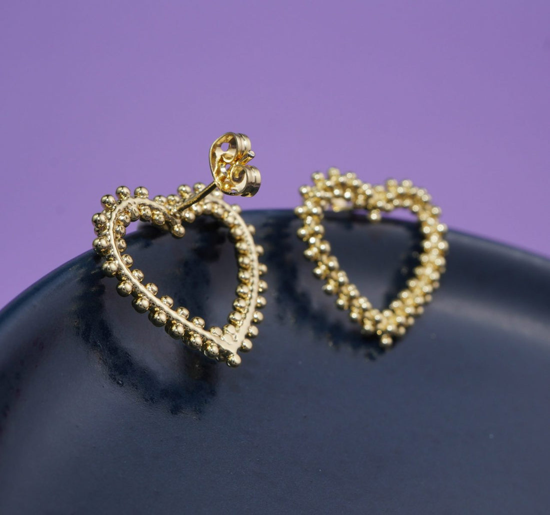 Aretes Corazones Bordados 99594:Ref