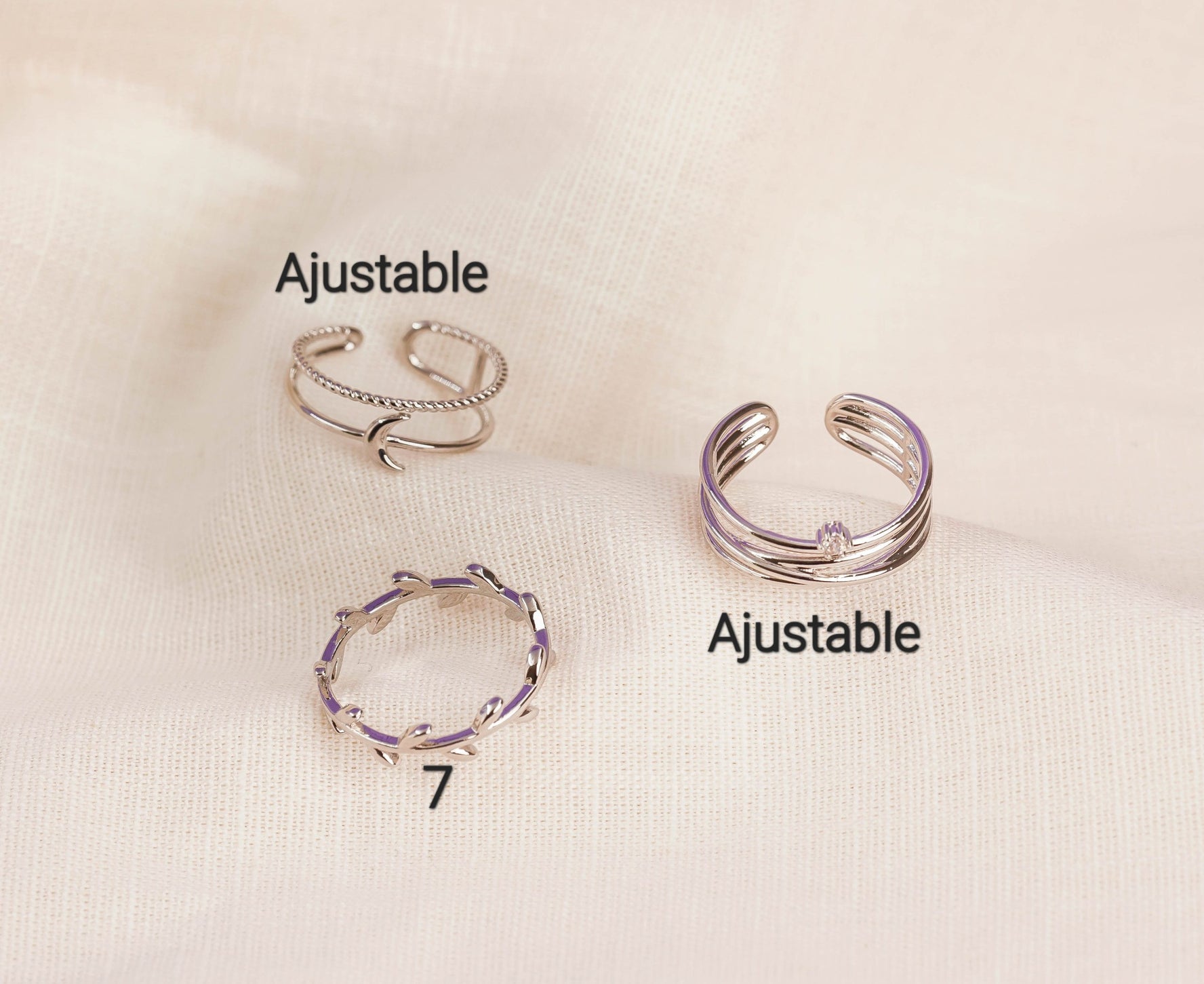 Set X 3 Anillos Selena Plateados  Ref: J249