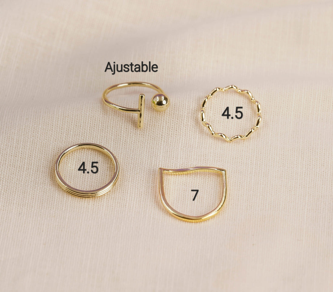 Set X 4 Anillos Balin Ondas Dorados Ref: J309