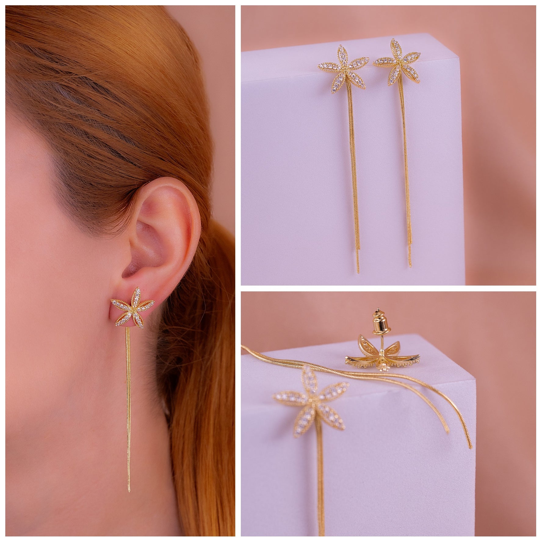 Aretes Lirio Dorados Ref: B3361