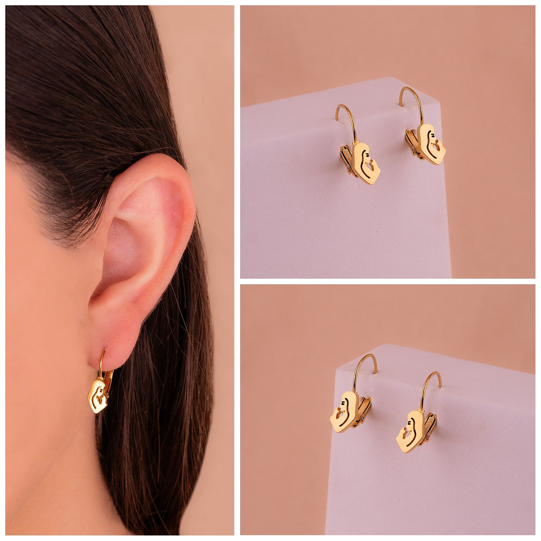 Aretes Gancho Virgen Dorados Ref: B486