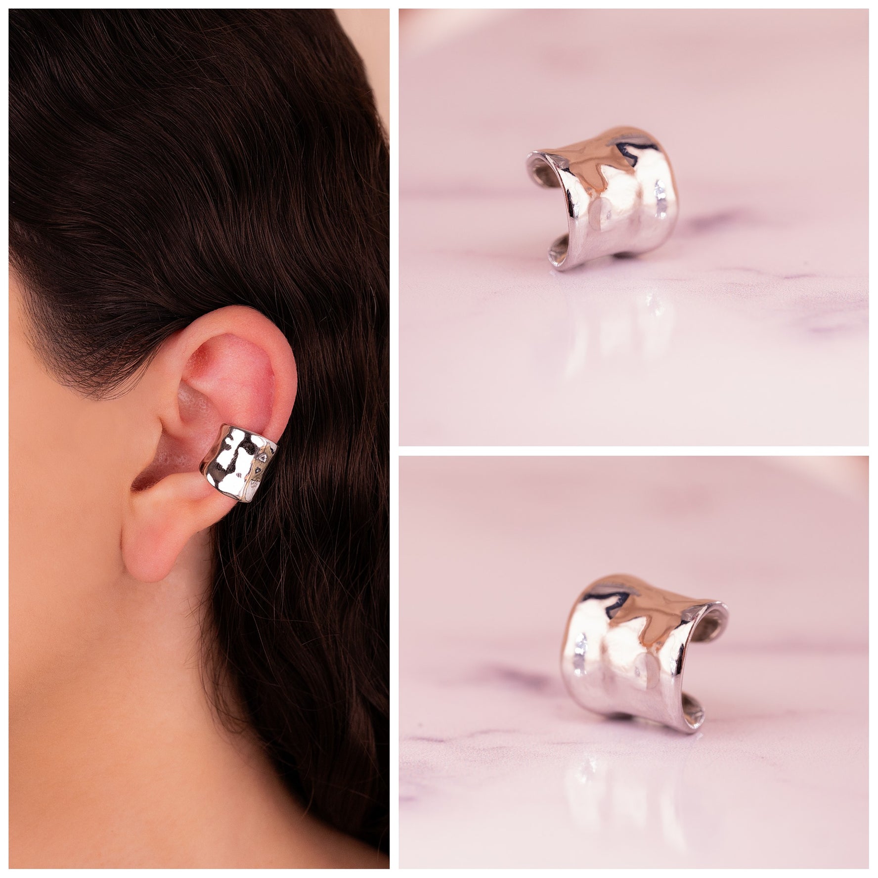 Ear Cuff Corrugado Plateado Ref: E132