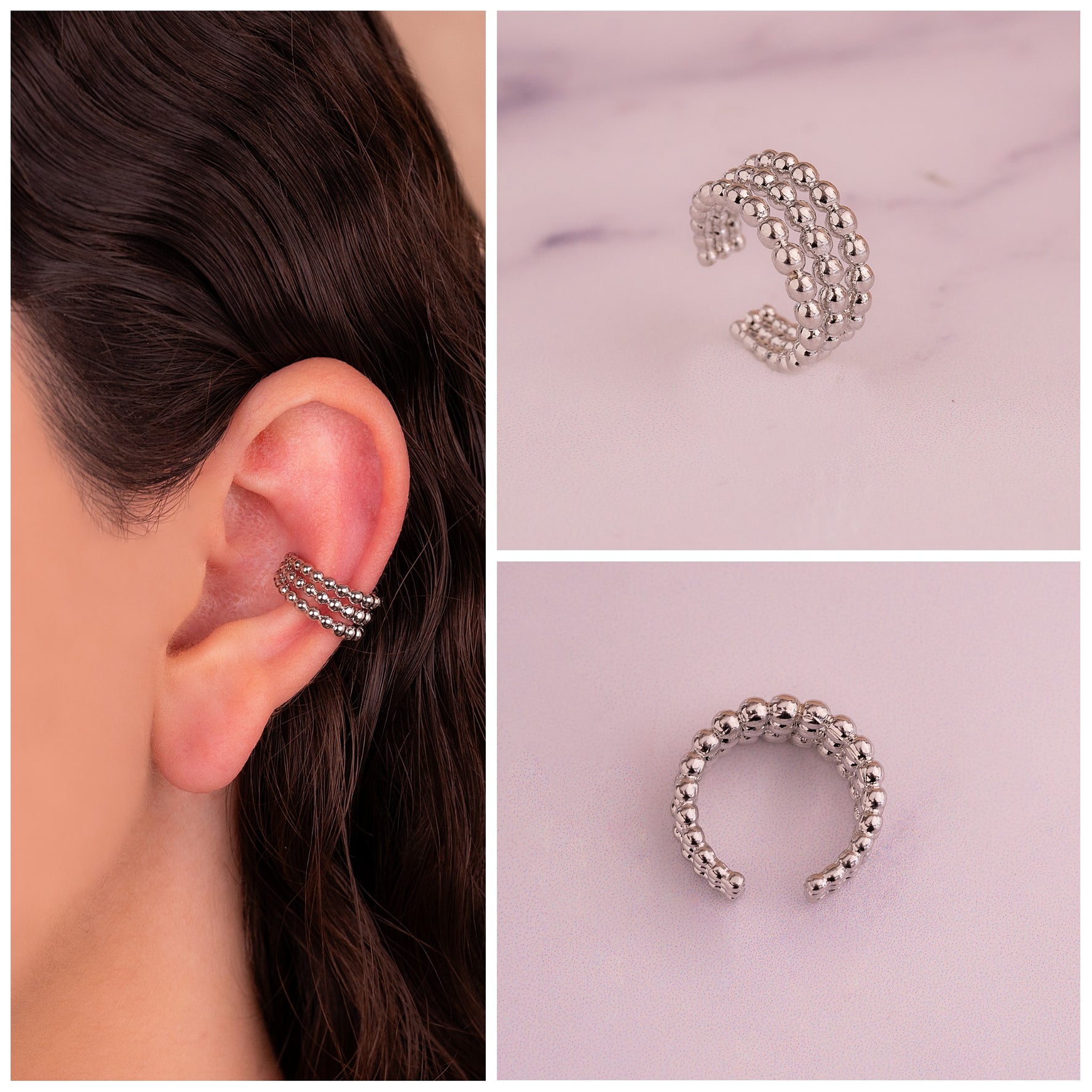 Ear Cuff Burbujas Plateado Ref: E193