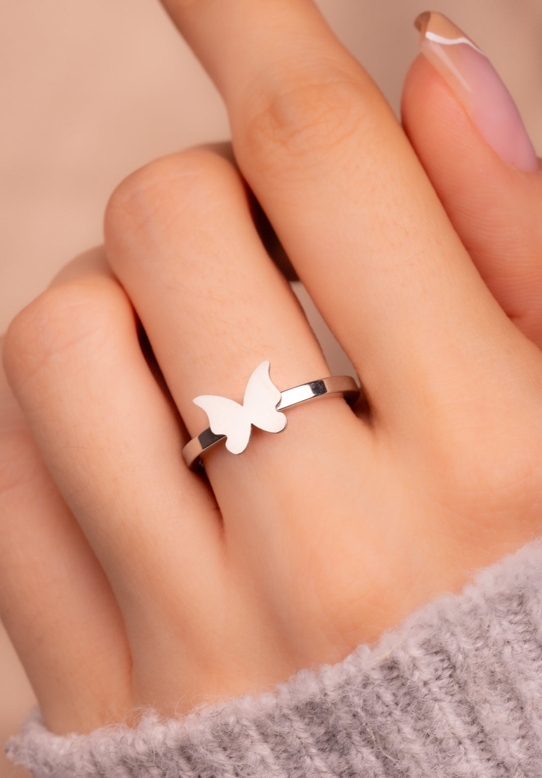 Anillo Mariposa Plateado Talla 7 Ref:A1920