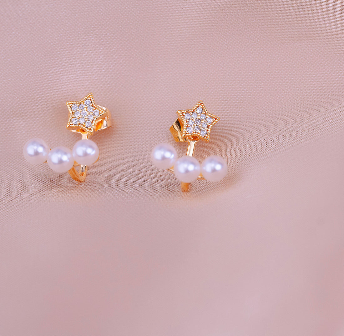 Aretes Estrellas Perlas  Ref: B1568