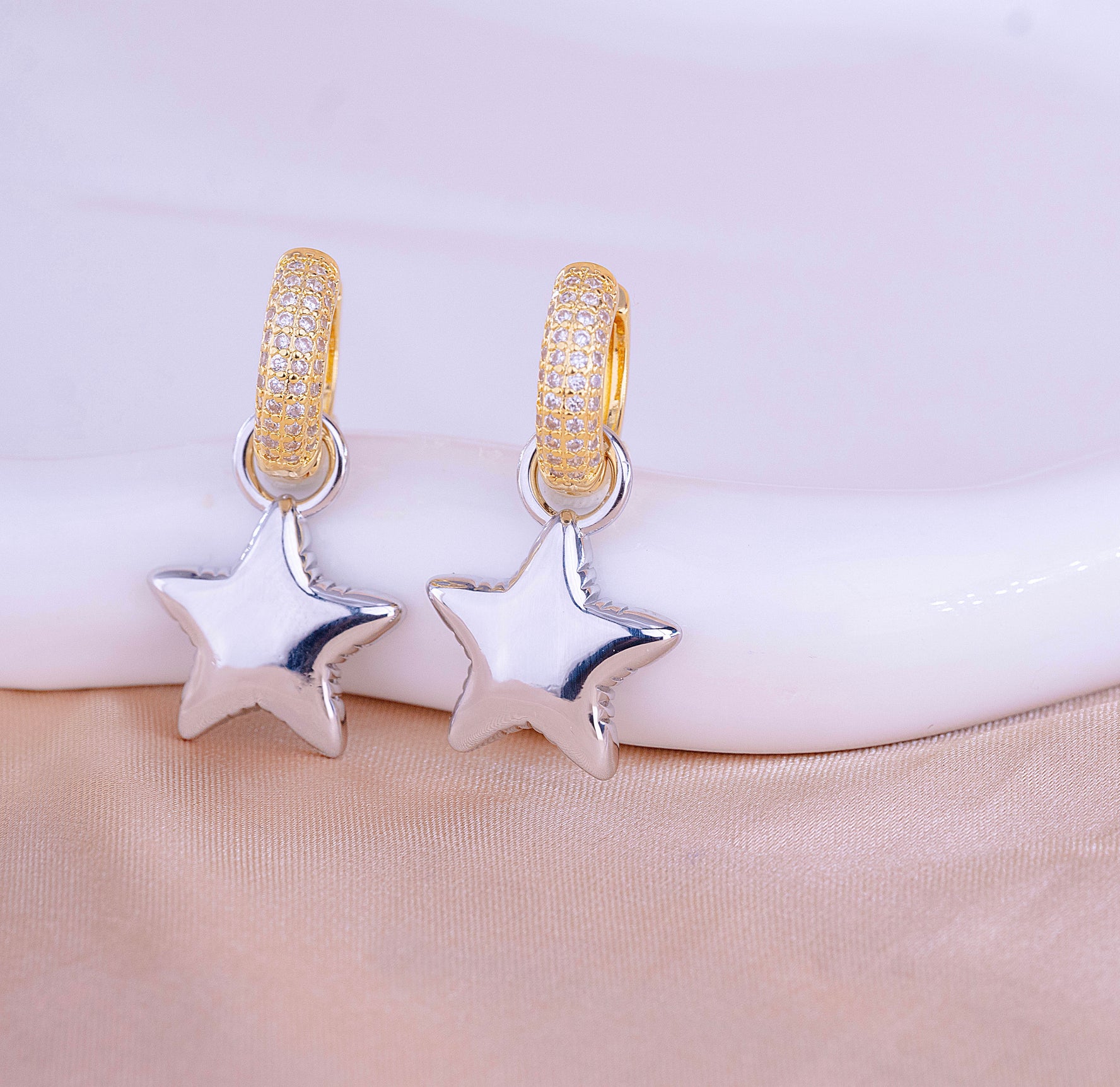 Aretes Estrellas Bicolor Ref: B1684