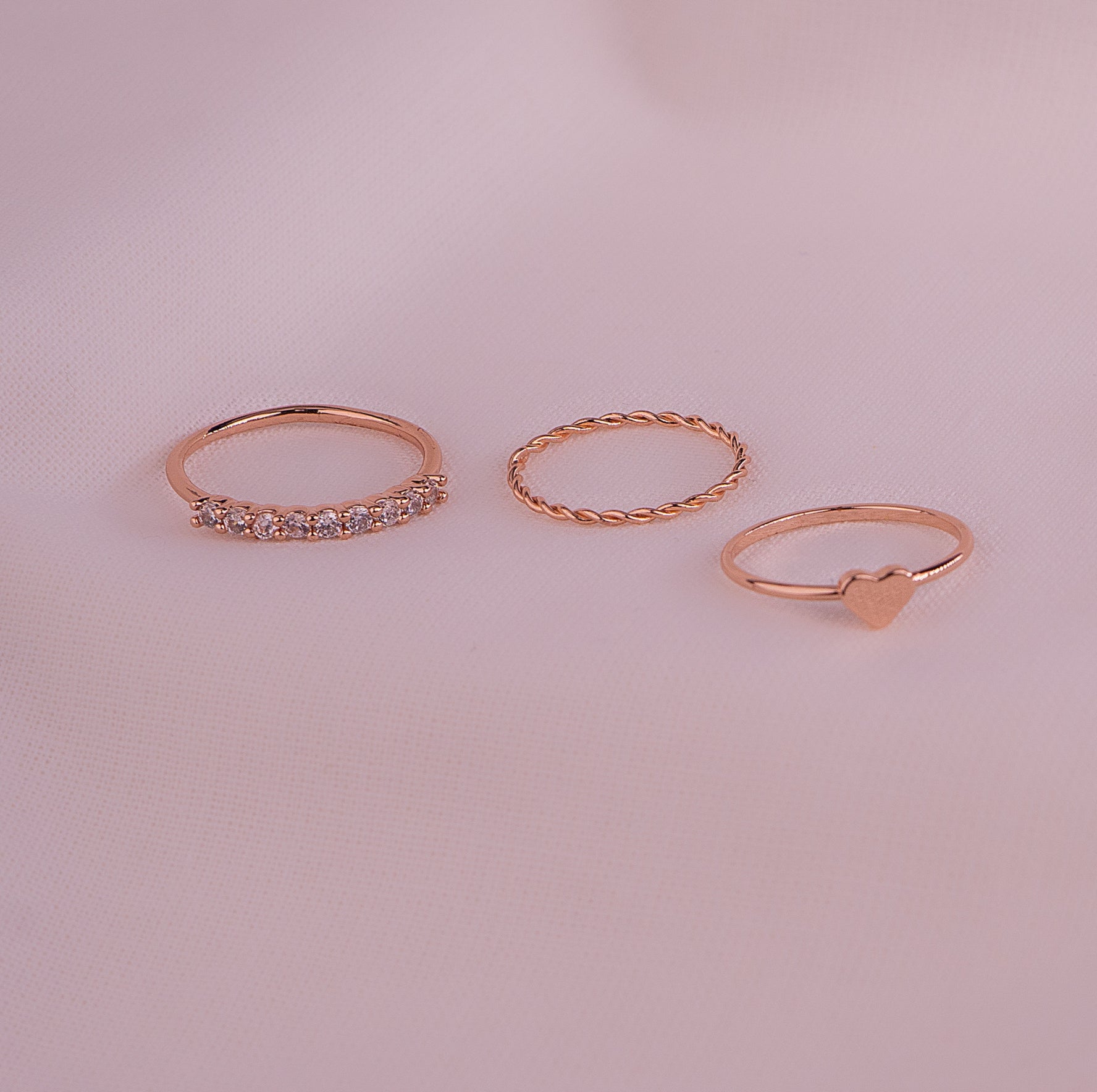 Set x 3 Anillos Emma Oro Rosa Ref: J370