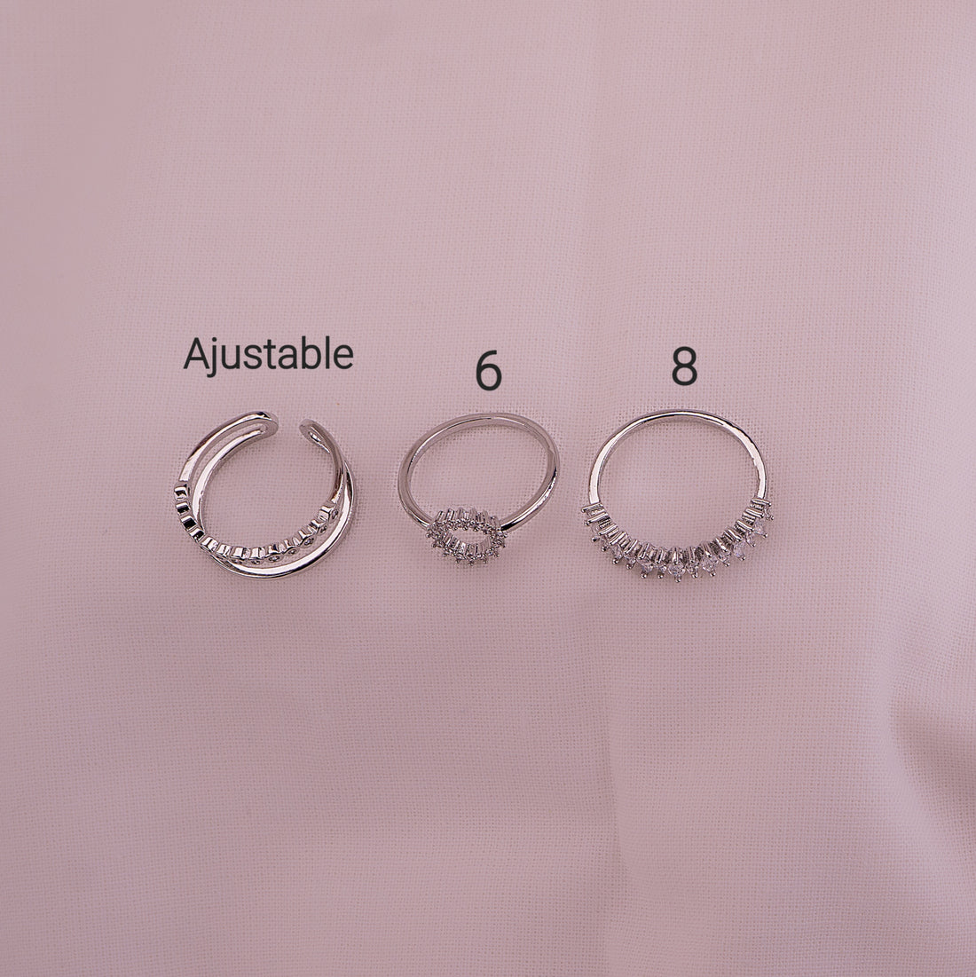 Set X 3 Anillos Charlotte Plateados Ref: J290