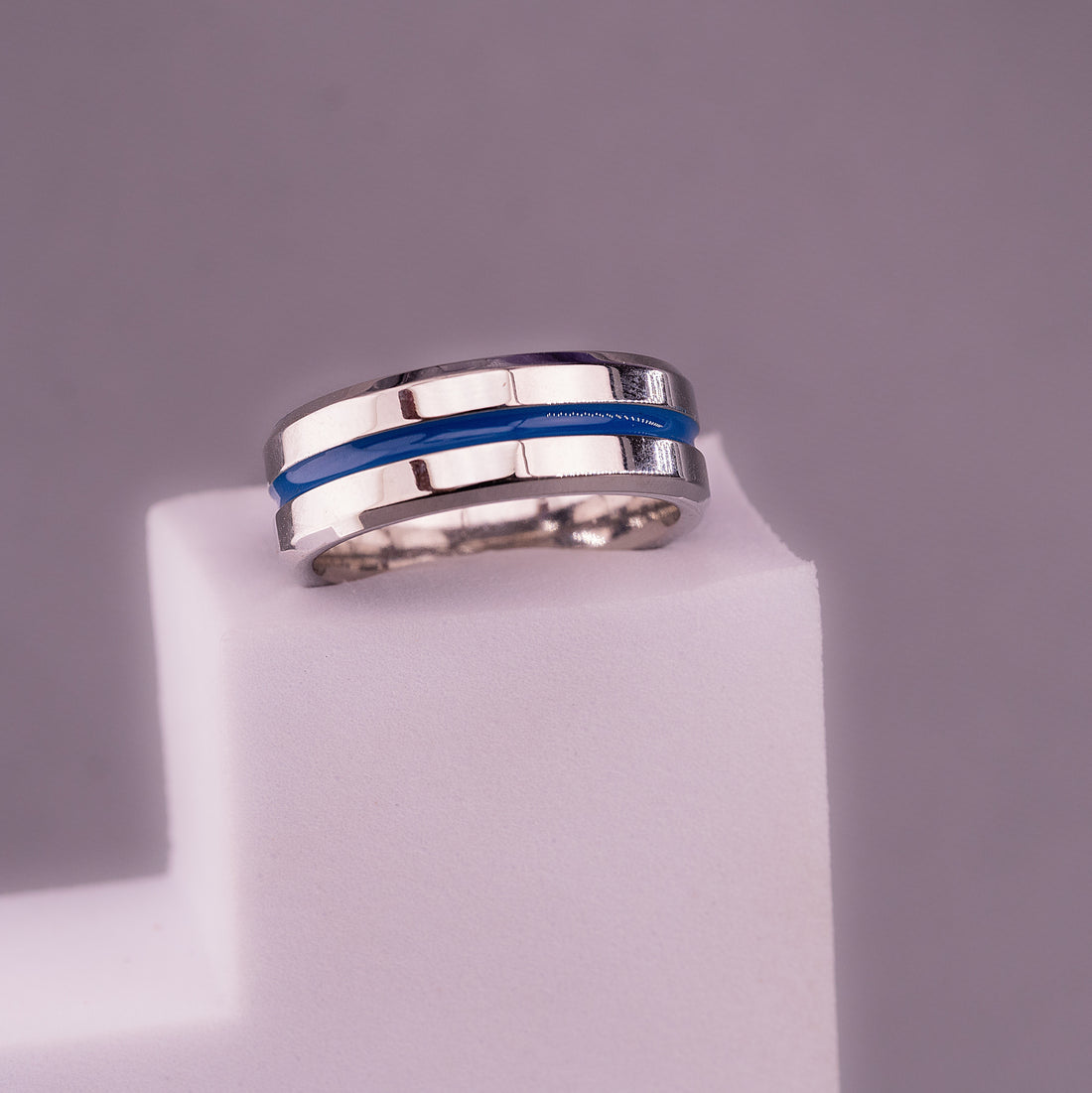 Anillo Enzo Platedo Con Azul Talla 10 Ref: F805