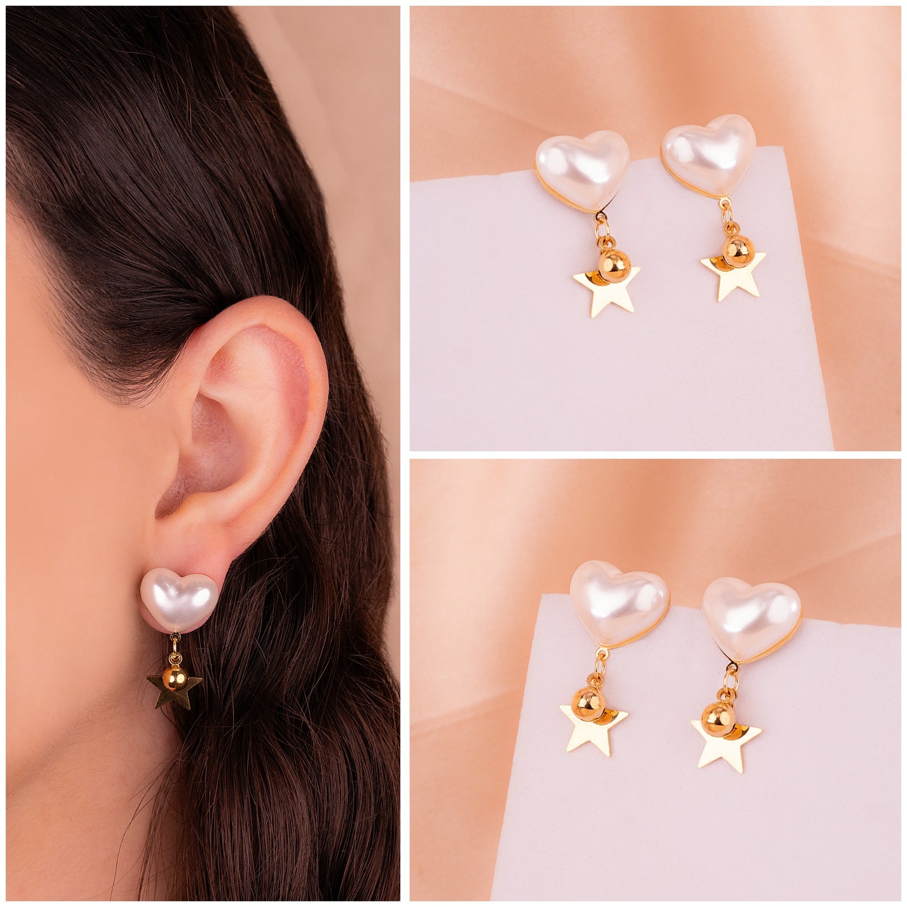 Aretes Perlas Corazón Ref: B1146