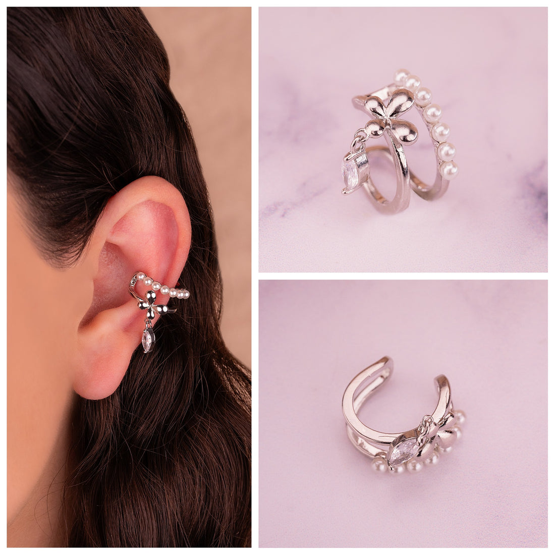 Ear Cuff Perlas Mariposa Ref: E308