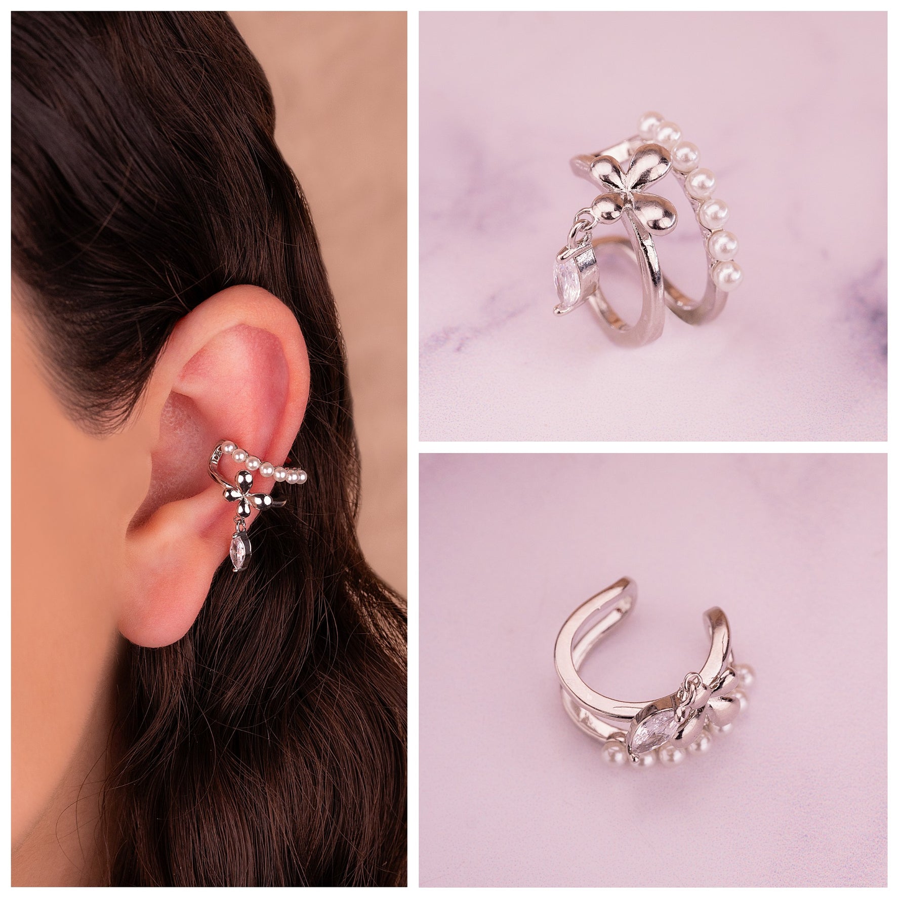 Ear Cuff Perlas Mariposa Ref: E308