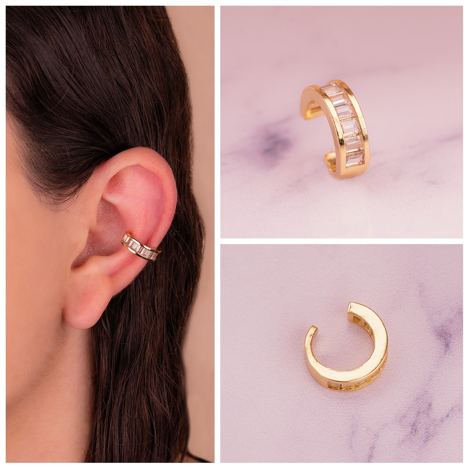 Ear Cuff Circones Blancos  Ref: E267