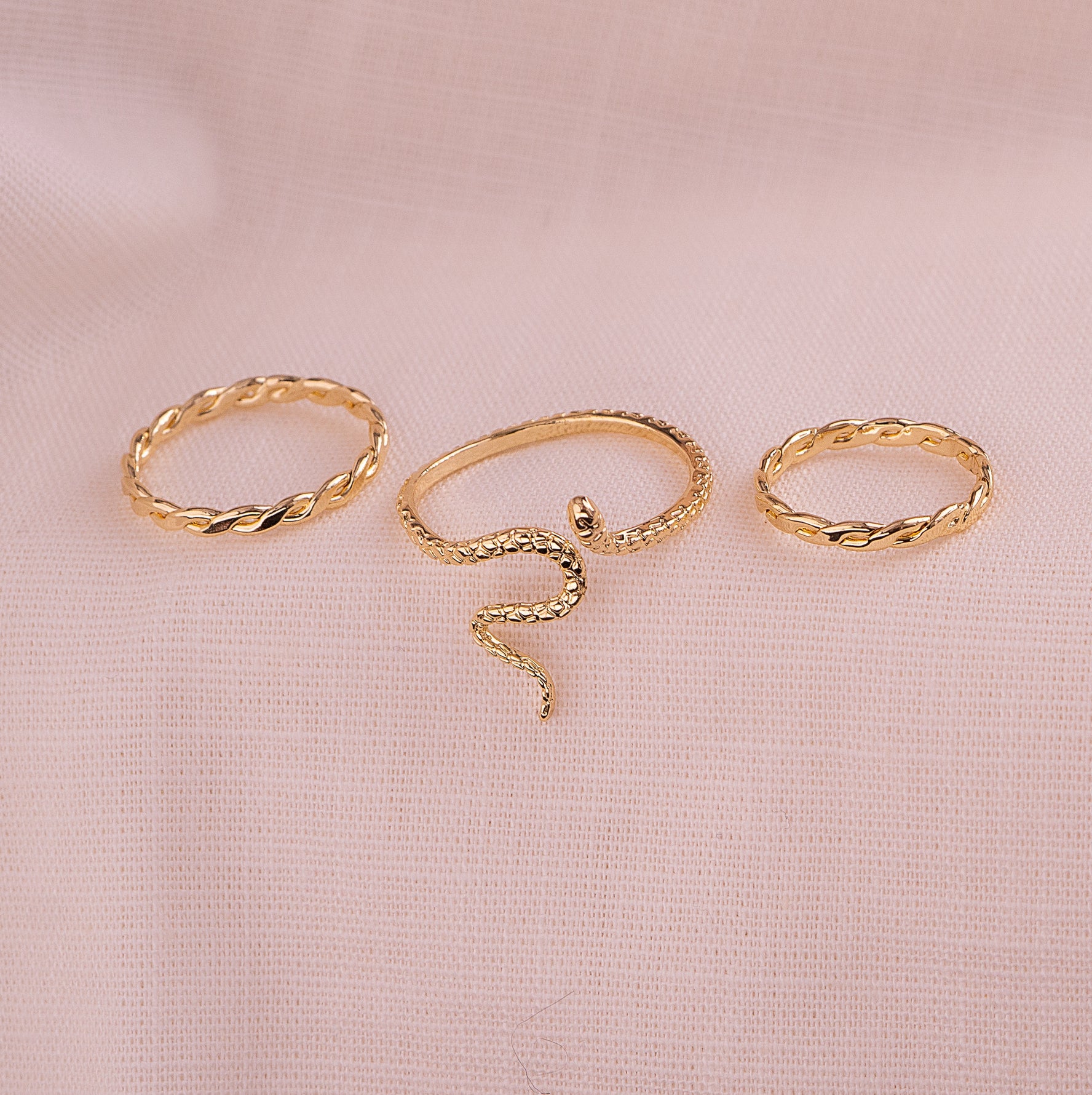 Set X 3 Anillos Serpiente Dorados Ref:J450