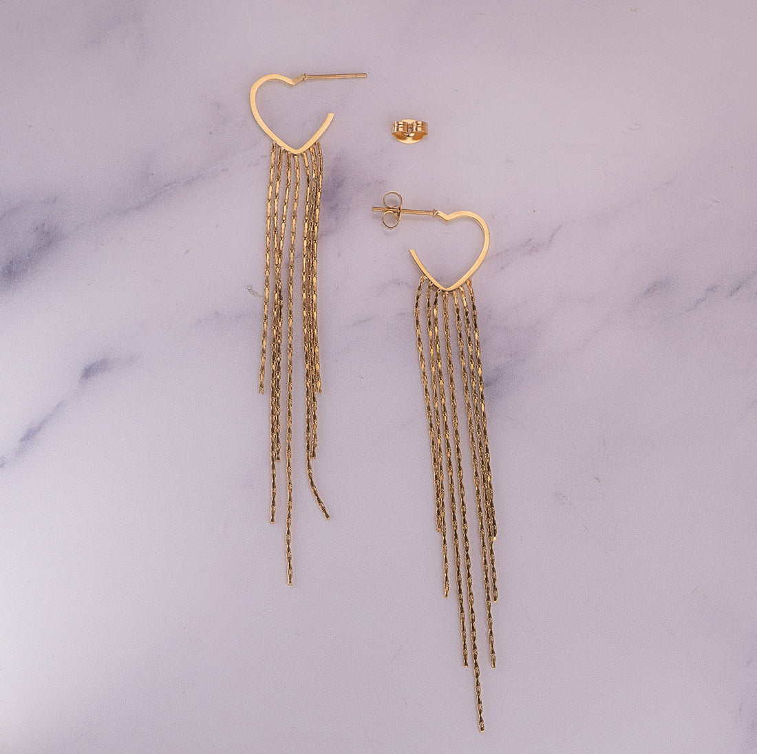 Aretes Corazones Lazos Dorados  Ref: B2543