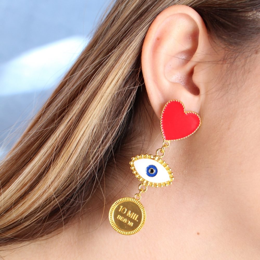 Aretes Corazones Ojos 1255: Ref