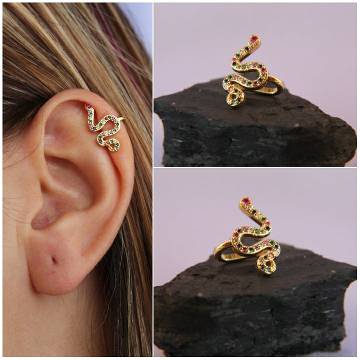 Ear Cuff Serpiente Dorado 395: Ref