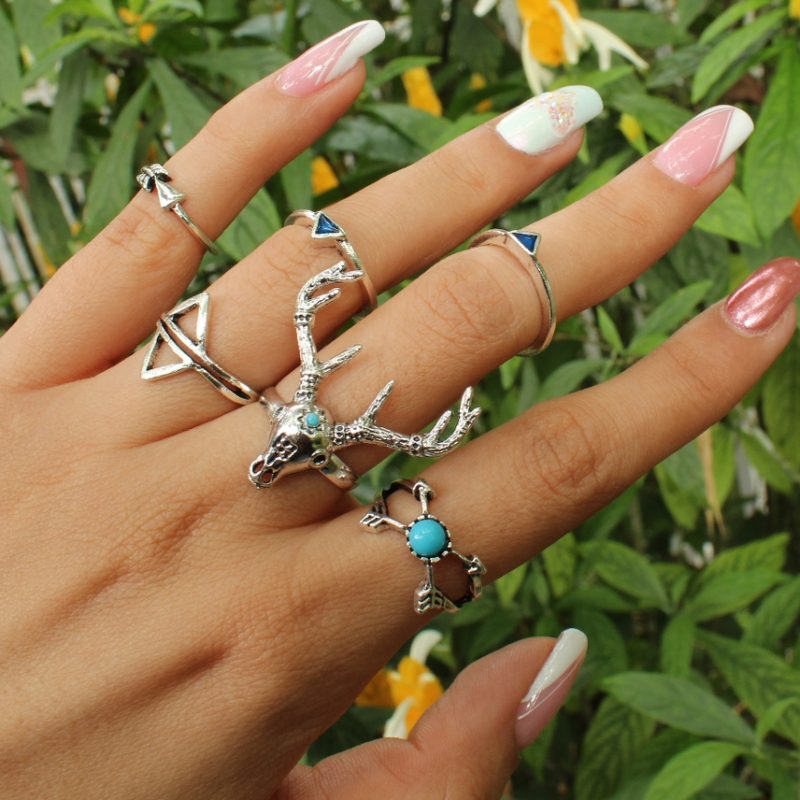 Set Seis Anillos Boho Venado 404 :Ref