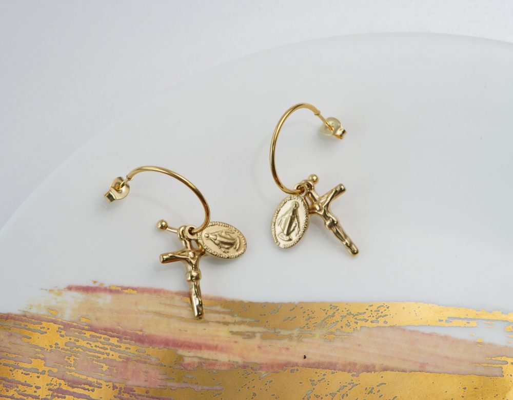 Aretes Cruz Virgen 99950: Ref