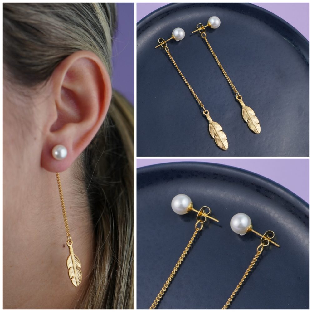 Aretes Hojas Perlas 2670: Ref