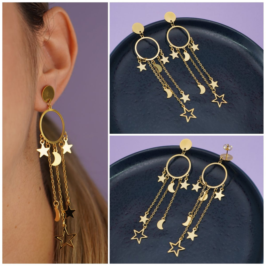 Aretes Círculo Lunas Y Estrellas 2837: Ref