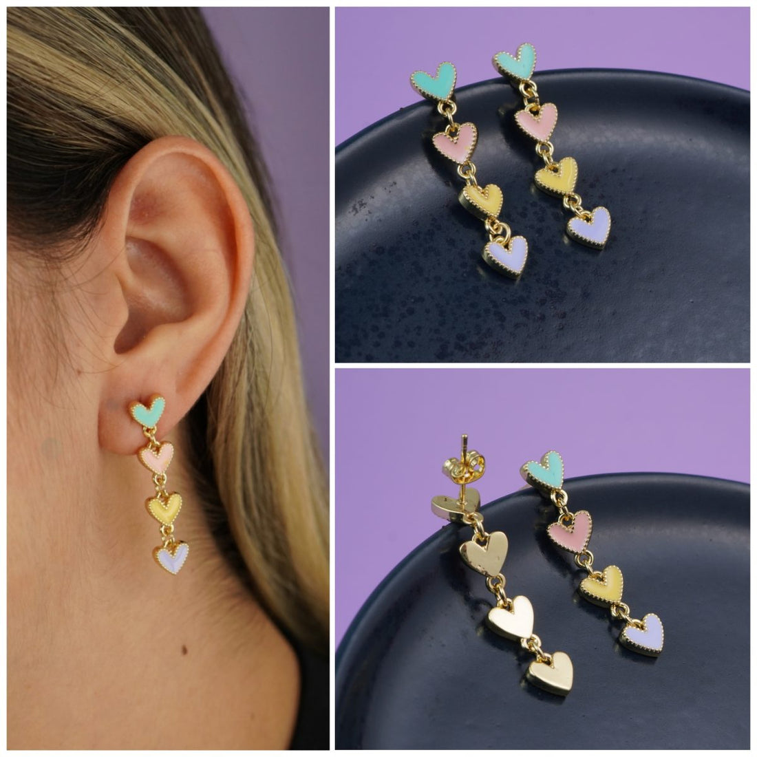 Aretes Corazones Pasteles 566: Ref