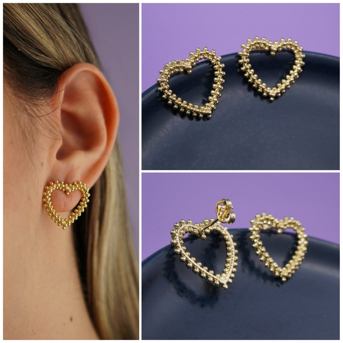 Aretes Corazones Bordados 99594:Ref