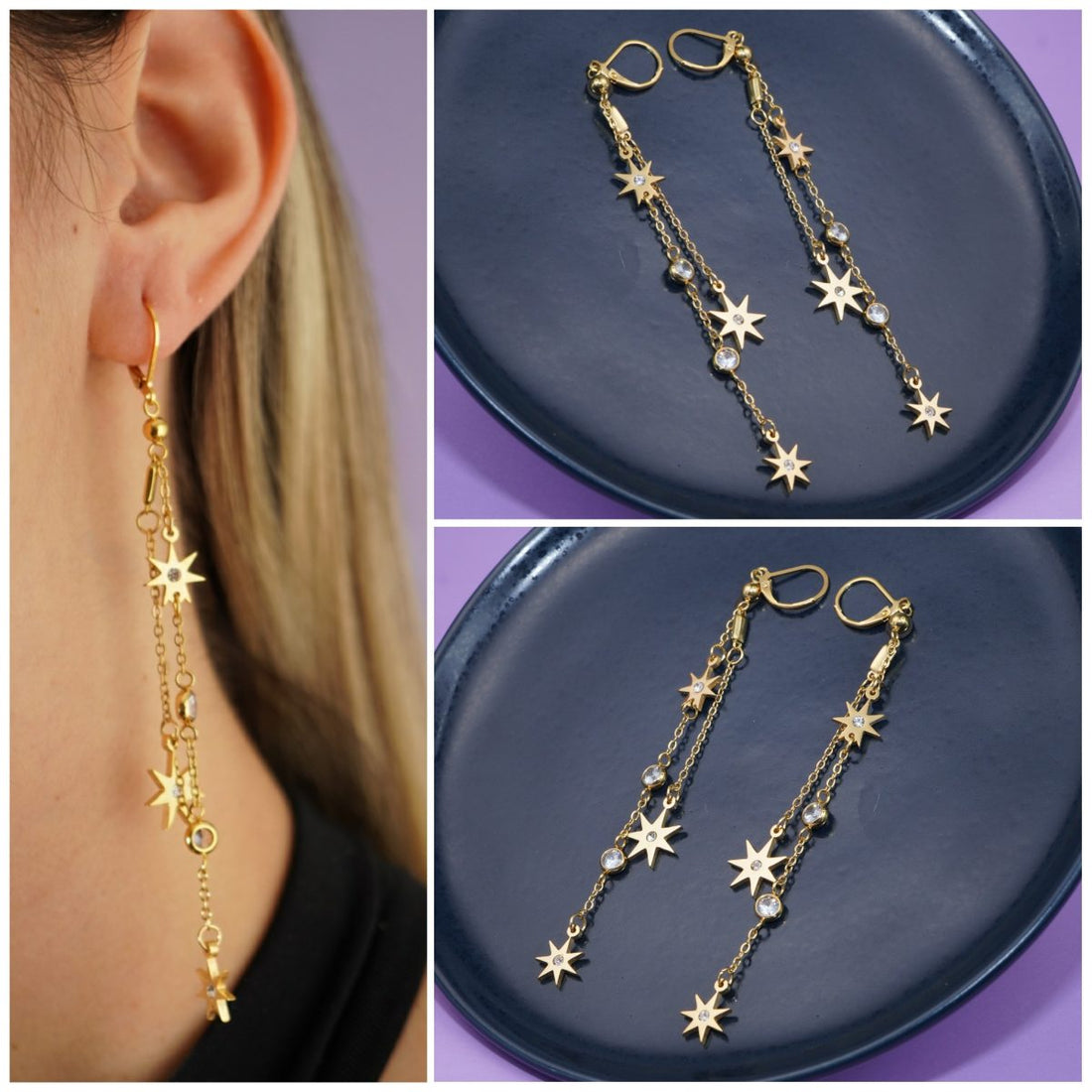 Aretes Estrellas Gancho 4058:Ref