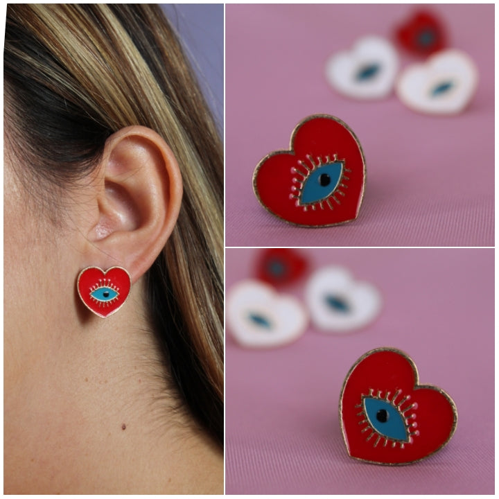 Aretes Corazón Ojo Rojo 453: Ref