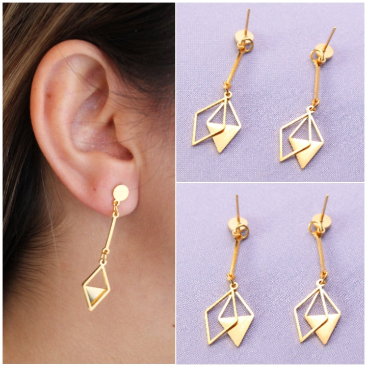 Aretes Rombo Dorados 611: Ref