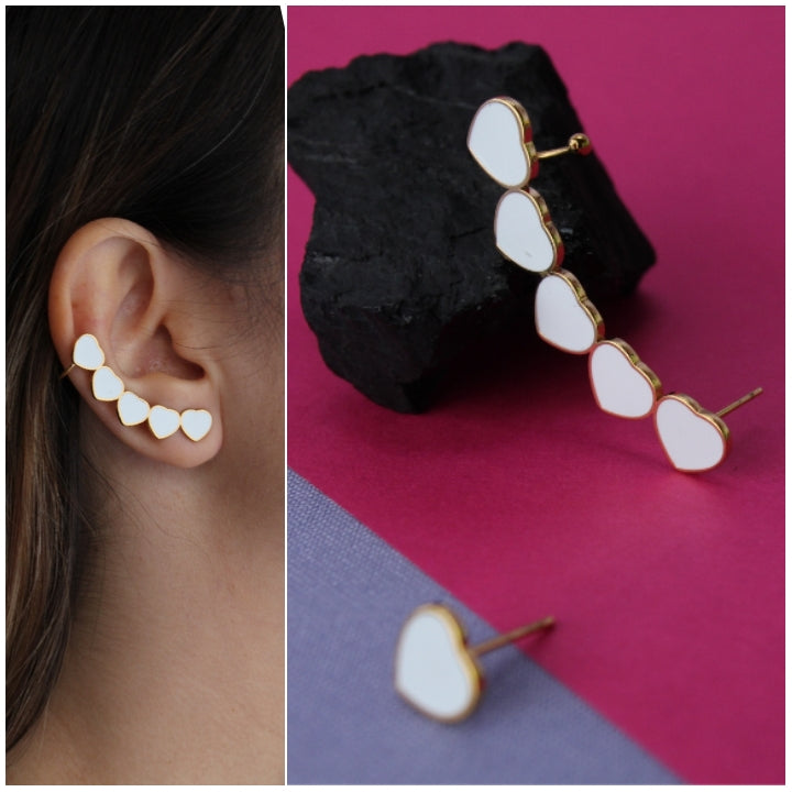 Ear Cuff Corazones Blancos 1552: Ref