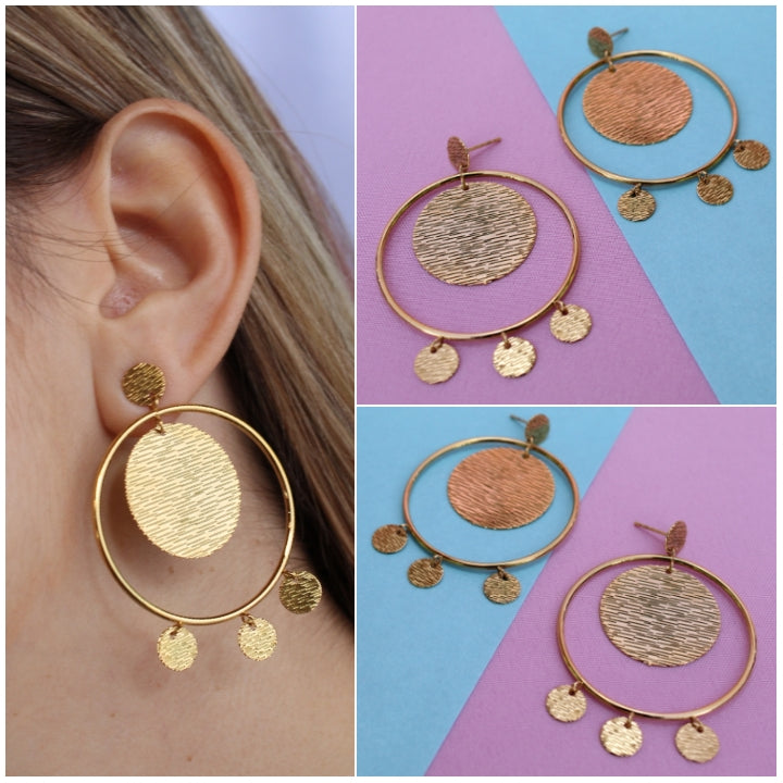 Aretes Círculos Con Textura 1374: Ref