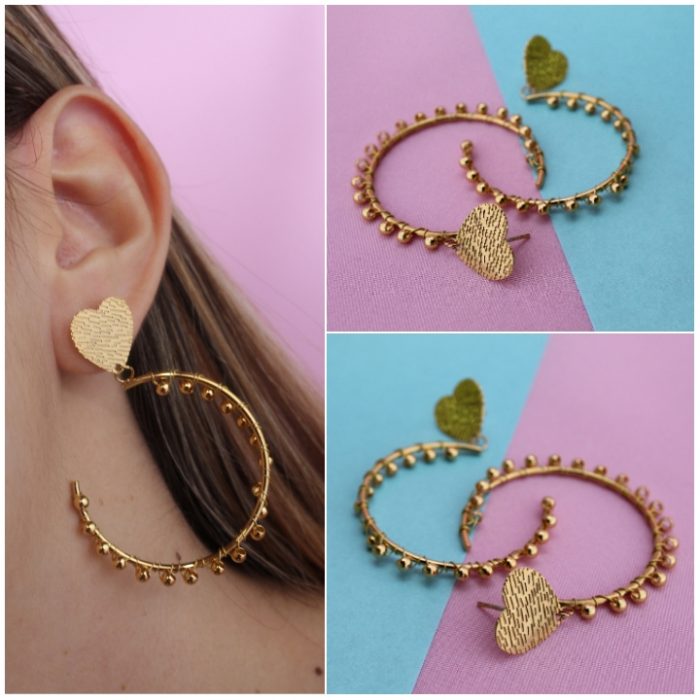 Aretes Corazones Con Apliques 99736: Ref