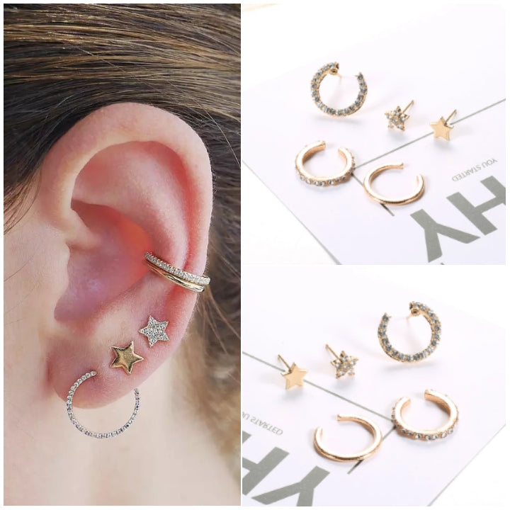 Set Aretes Estrellas Argollas 1198: Ref