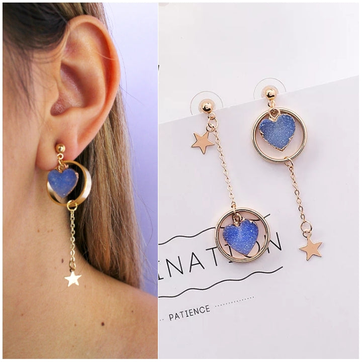 Aretes Corazones Rústicos Azules 2081: Ref