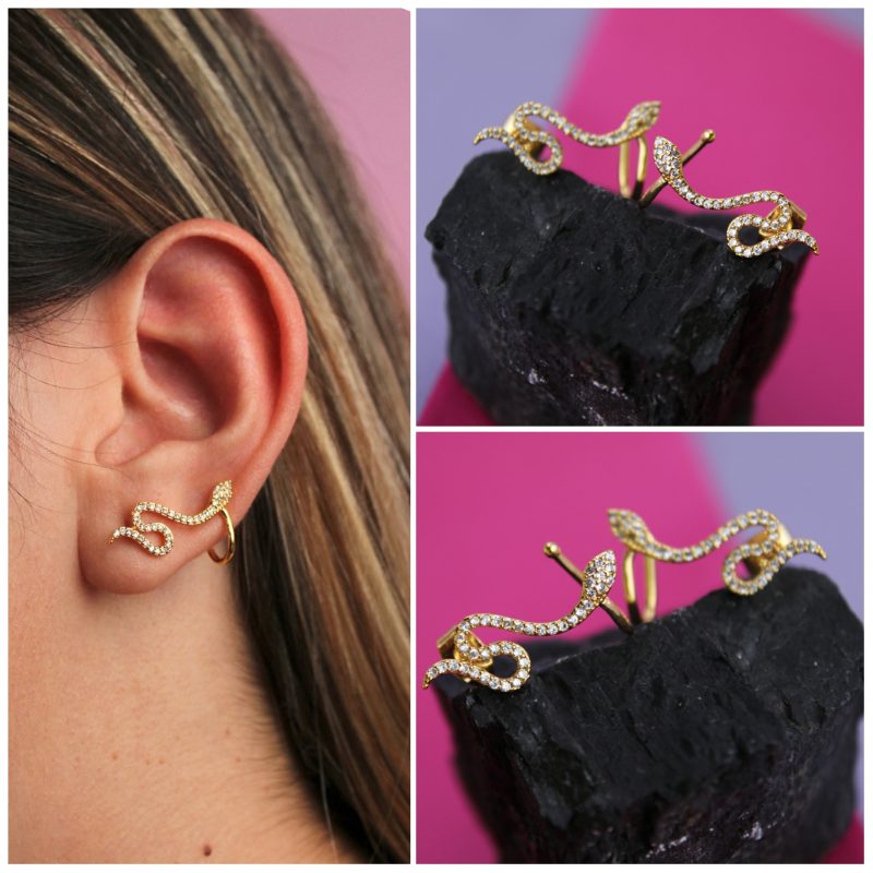 Par Ear Cuff Serpientes Dorados Ref: E164