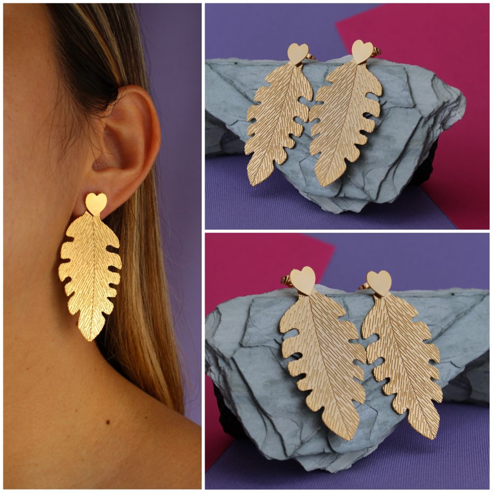 Aretes Hojas Corazones 669: Ref