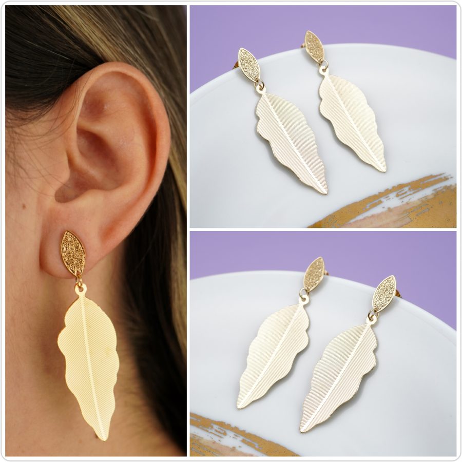 Aretes Hojas Dorados 2605: Ref