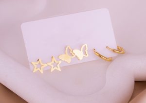 Set Aretes Mariposas Estrellas Ref: K411