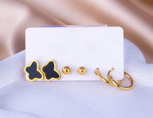 Set Aretes Mariposas Negras Ref: K472