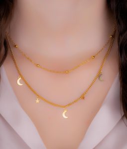 Cadena Doble Lunas Estrellas  Ref:D583