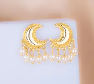 Aretes Lunas Perlas Ref:B2504