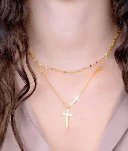 Collar Cruces Dorado Ref:D683