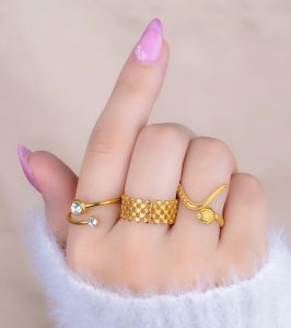 Set X 3 Anillos Ondina Dorados Ref: J068