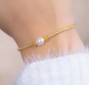 Pulsera Perla Dorada Ref:I411